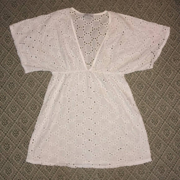 white eyelet beach cover up